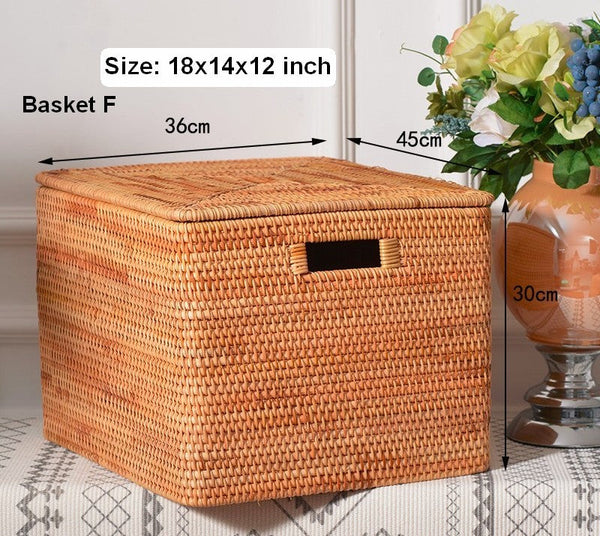 Extra Large Storage Baskets for Clothes, Oversized Rectangular Storage Basket with Lid, Wicker Rattan Storage Basket for Shelves, Storage Baskets for Bedroom-Art Painting Canvas