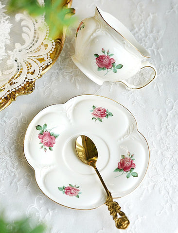 British Royal Ceramic Cups for Afternoon Tea, Elegant Ceramic Coffee Cups, Rose Bone China Porcelain Tea Cup Set, Unique Tea Cup and Saucer in Gift Box-Art Painting Canvas