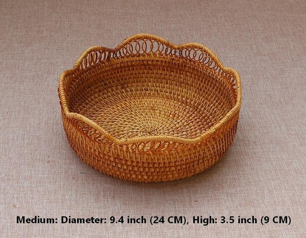 Round Storage Basket, Rattan Storage Basket for Shelves, Kitchen Storage Baskets, Woven Storage Baskets for Dining Room-Art Painting Canvas