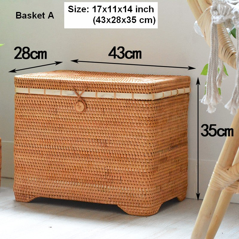 Rectangular Storage Baskets for Pantry, Small Rattan Kitchen Storage B
