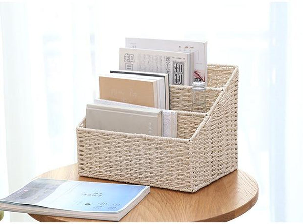 Woven Straw File Folder Racks, Storage File Folder, File Box-Art Painting Canvas