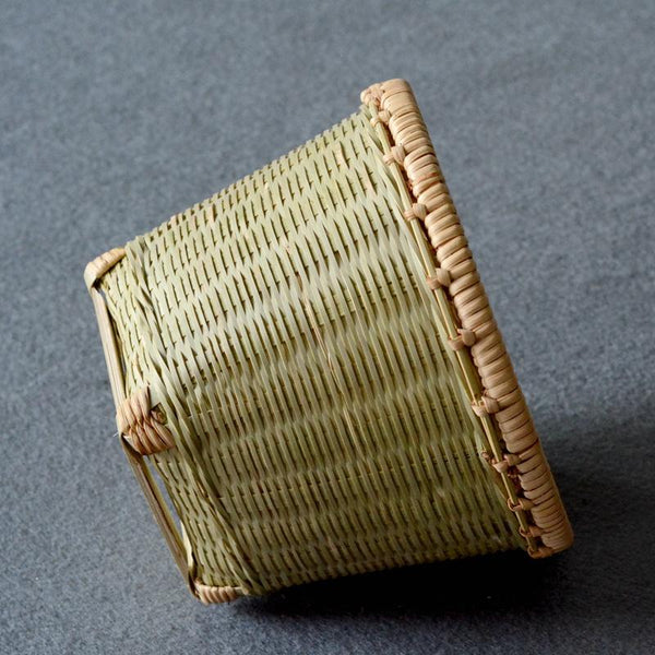 Natural Bamboo Basket, Rustic Basket, Hand Woven Snacks Basket, Round Decorative Basket-Art Painting Canvas