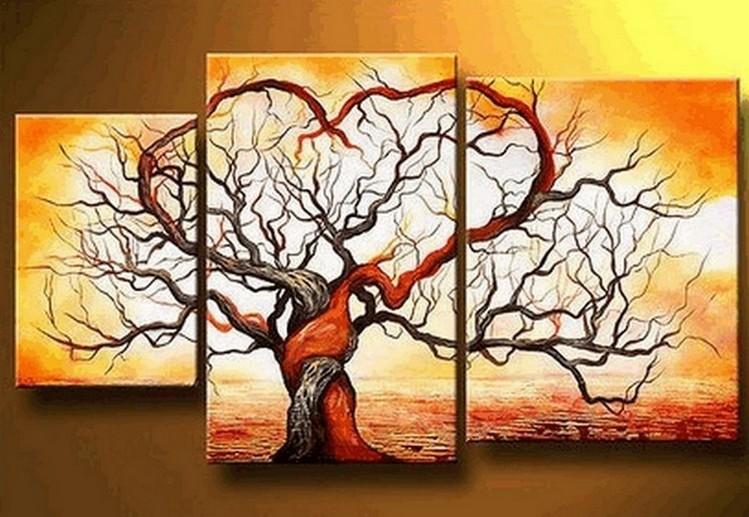 Love Tree Painting, Acrylic Painting for Living Room, 3 Piece Canvas P – Art  Painting Canvas