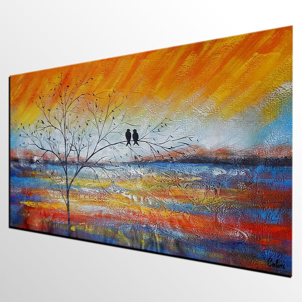 Acrylic Abstract Painting, Love Birds Painting, Living Room Wall Art Paintings, Custom Original Paintings, Acrylic Painting for Sale-Art Painting Canvas