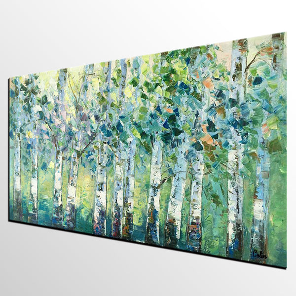 Spring Tree Painting, Original Painting, Custom Extra Large Painting, Oil Painting for Dining Room-Art Painting Canvas