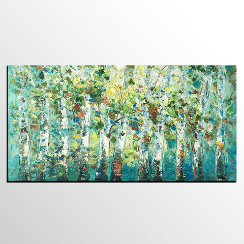 Original Painting, Spring Tree Painting, Custom Extra Large Painting, Oil Painting for Dining Room-Art Painting Canvas