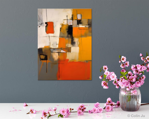 Modern Paintings Behind Sofa, Acrylic Paintings on Canvas, Abstract Painting for Living Room, Original Contemporary Canvas Wall Art-Art Painting Canvas