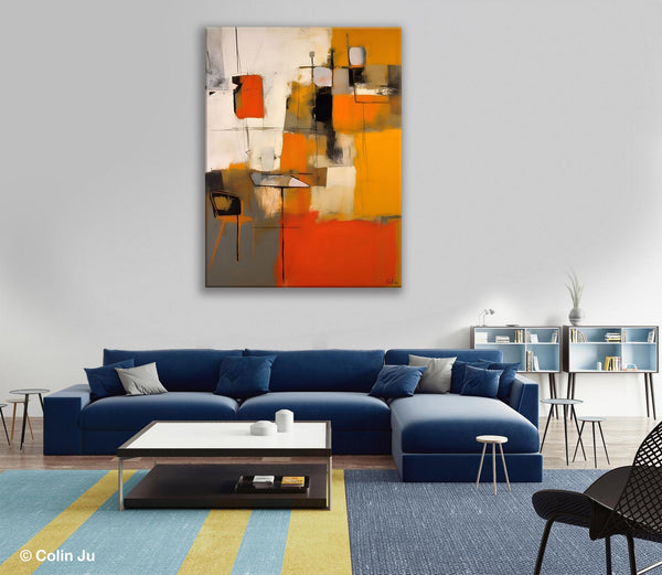 Modern Paintings Behind Sofa, Acrylic Paintings on Canvas, Abstract Painting for Living Room, Original Contemporary Canvas Wall Art-Art Painting Canvas