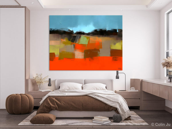 Modern Landscape Paintings Behind Sofa, Abstract Landscape Paintings for Living Room, Palette Knife Canvas Art, Original Landscape Art-Art Painting Canvas