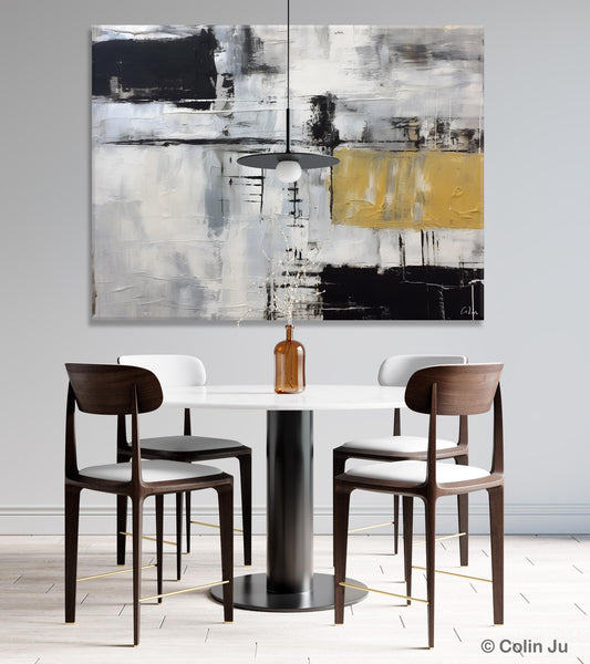 Black Abstract Acrylic Paintings, Large Paintings for Bedroom, Simple Modern Art, Original Canvas Paintings, Contemporary Canvas Paintings-Art Painting Canvas