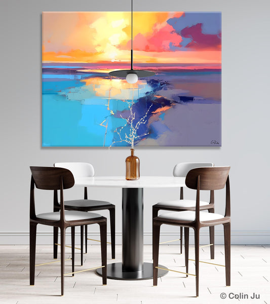 Sunrise Painting, Original Landscape Painting, Large Landscape Painting for Living Room, Bedroom Wall Art Ideas, Modern Paintings for Dining Room-Art Painting Canvas