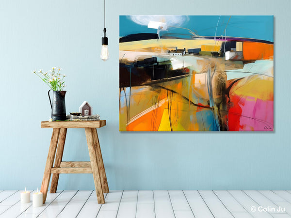 Wall Art Paintings, Simple Landscape Abstract Painting, Original Acrylic Paintings on Canvas, Large Paintings for Bedroom, Buy Paintings Online-Art Painting Canvas