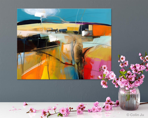 Wall Art Paintings, Simple Landscape Abstract Painting, Original Acrylic Paintings on Canvas, Large Paintings for Bedroom, Buy Paintings Online-Art Painting Canvas