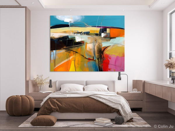 Wall Art Paintings, Simple Landscape Abstract Painting, Original Acrylic Paintings on Canvas, Large Paintings for Bedroom, Buy Paintings Online-Art Painting Canvas