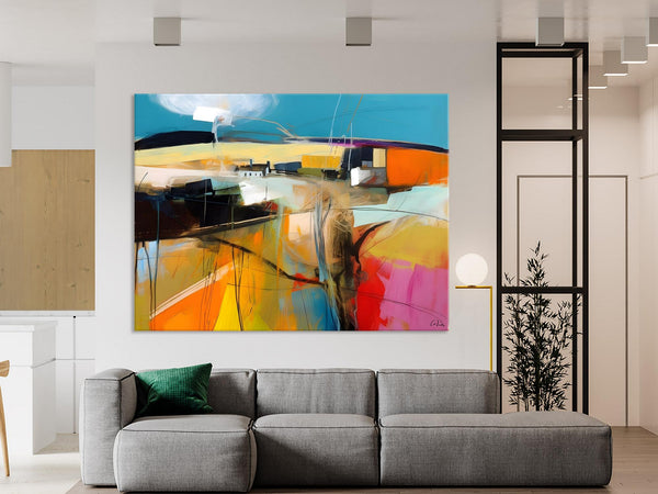 Wall Art Paintings, Simple Landscape Abstract Painting, Original Acrylic Paintings on Canvas, Large Paintings for Bedroom, Buy Paintings Online-Art Painting Canvas