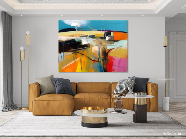 Wall Art Paintings, Simple Landscape Abstract Painting, Original Acrylic Paintings on Canvas, Large Paintings for Bedroom, Buy Paintings Online-Art Painting Canvas