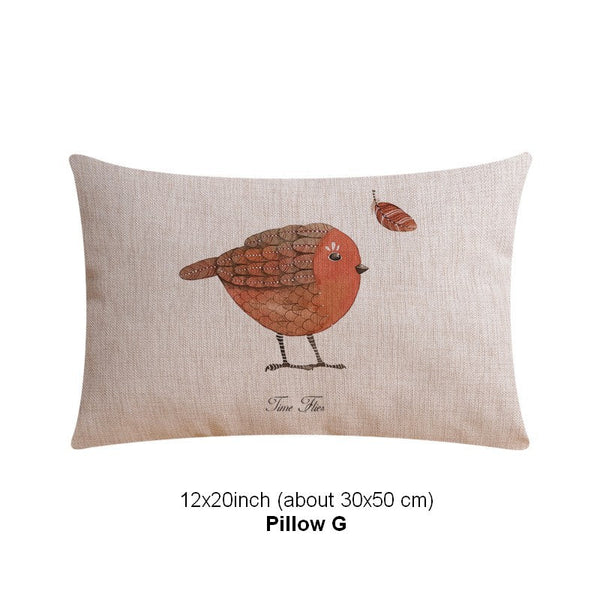 Throw Pillows for Couch, Simple Decorative Pillow Covers, Decorative Sofa Pillows for Children's Room, Love Birds Decorative Throw Pillows-Art Painting Canvas