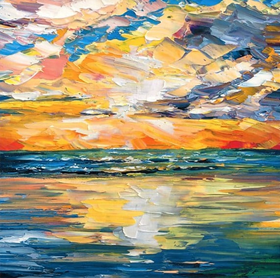 Hand Painted Canvas Painting, Simple Modern Art, Paintings for Living Room, Sunrise Painting, Simple Painting Ideas for Bedroom-Art Painting Canvas