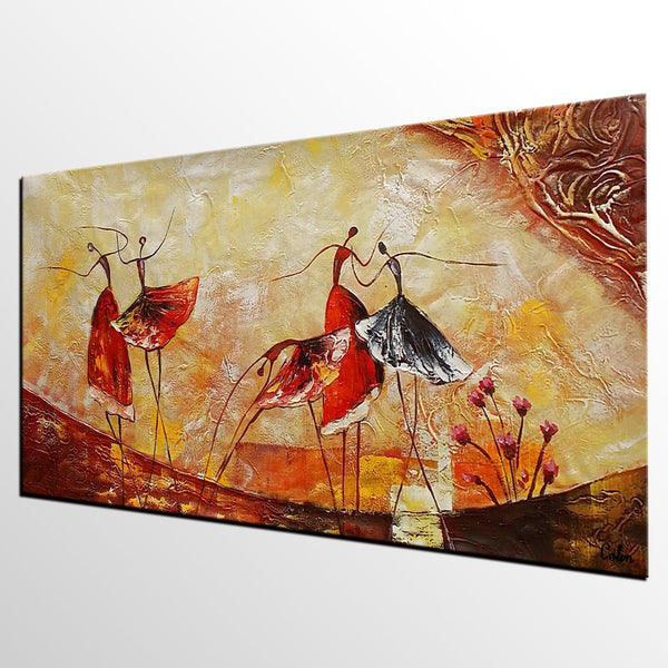 Simple Canvas Painting, Dining Room Wall Art Paintings, Buy Art Online, Abstract Acrylic Painting, Ballet Dancer Painting-Art Painting Canvas