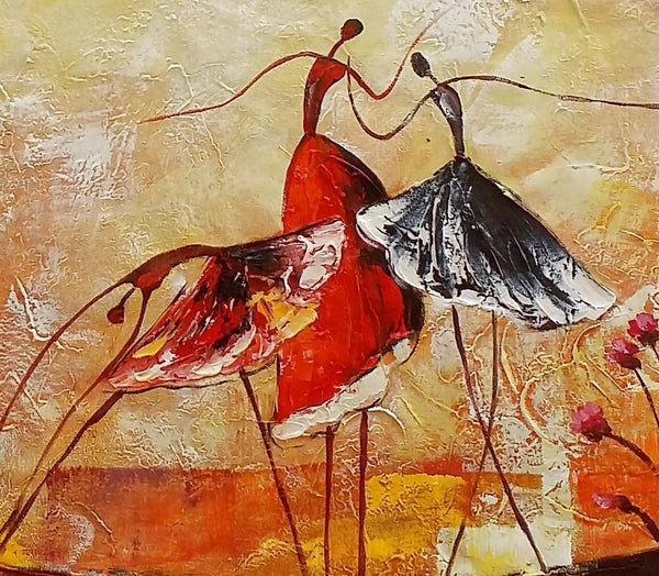 Simple Canvas Painting, Dining Room Wall Art Paintings, Buy Art Online, Abstract Acrylic Painting, Ballet Dancer Painting-Art Painting Canvas