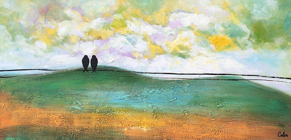 Abstract Canvas Painting, Wall Art Painting, Canvas Painting for Living Room, Wedding Gift, Love Birds Painting, Acrylic Abstract Painting-Art Painting Canvas