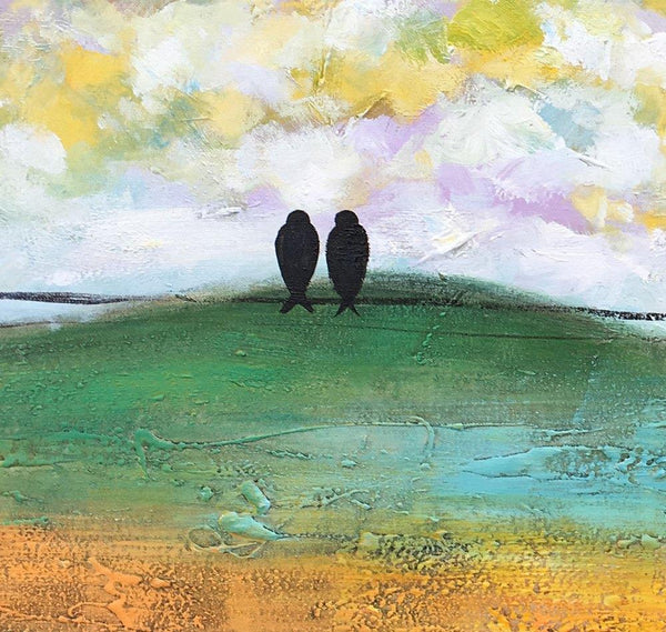 Abstract Canvas Painting, Wall Art Painting, Canvas Painting for Living Room, Wedding Gift, Love Birds Painting, Acrylic Abstract Painting-Art Painting Canvas