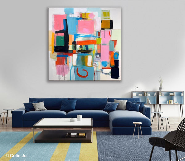 Contemporary Canvas Art, Original Modern Wall Art, Modern Canvas Paintings, Modern Acrylic Artwork, Large Abstract Painting for Dining Room-Art Painting Canvas