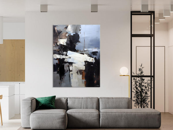 Black Original Canvas Art, Contemporary Acrylic Painting on Canvas, Large Wall Art Painting for Bedroom, Oversized Modern Abstract Paintings-Art Painting Canvas