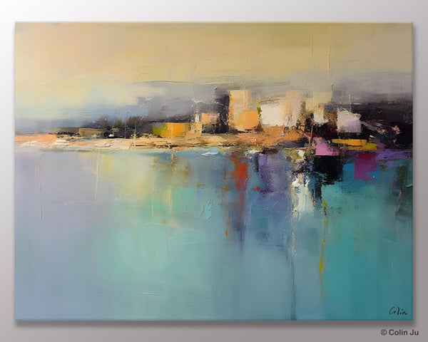 Abstract Landscape Paintings, Palette Knife Canvas Art, Extra Large Canvas Painting for Dining Room, Original Canvas Wall Art Paintings-Art Painting Canvas