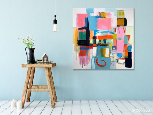 Contemporary Canvas Art, Original Modern Wall Art, Modern Canvas Paintings, Modern Acrylic Artwork, Large Abstract Painting for Dining Room-Art Painting Canvas
