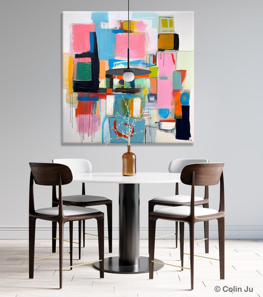 Contemporary Canvas Art, Original Modern Wall Art, Modern Canvas Paintings, Modern Acrylic Artwork, Large Abstract Painting for Dining Room-Art Painting Canvas