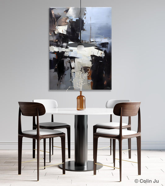 Black Original Canvas Art, Contemporary Acrylic Painting on Canvas, Large Wall Art Painting for Bedroom, Oversized Modern Abstract Paintings-Art Painting Canvas