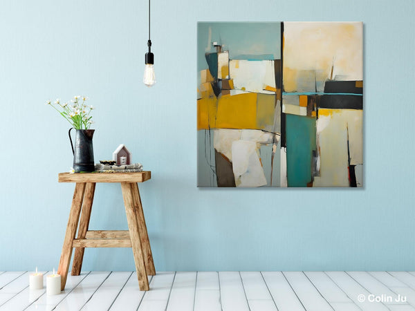 Abstract Painting for Bedroom, Original Modern Wall Art Paintings, Geometric Modern Acrylic Paintings, Oversized Contemporary Canvas Art-Art Painting Canvas