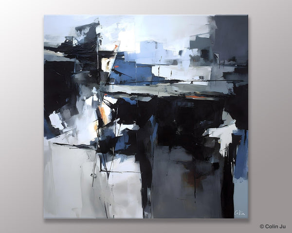 Original Modern Wall Art on Canvas, Black Contemporary Canvas Art, Modern Acrylic Artwork for Sale, Large Abstract Painting for Bedroom-Art Painting Canvas