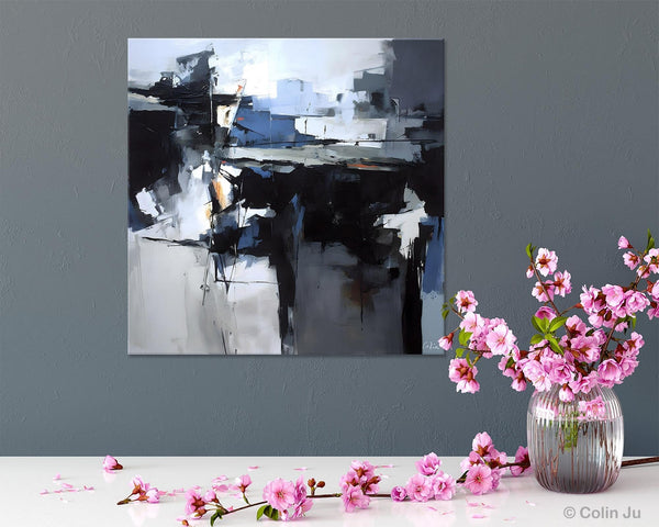 Original Modern Wall Art on Canvas, Black Contemporary Canvas Art, Modern Acrylic Artwork for Sale, Large Abstract Painting for Bedroom-Art Painting Canvas
