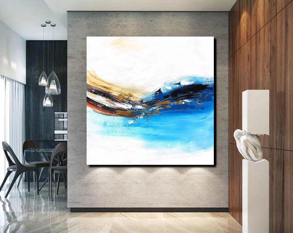 Simple Abstract Paintings, Bedroom Modern Paintings, Modern Contemporary Art, Acrylic Painting on Canvas, Blue Canvas Painting-Art Painting Canvas