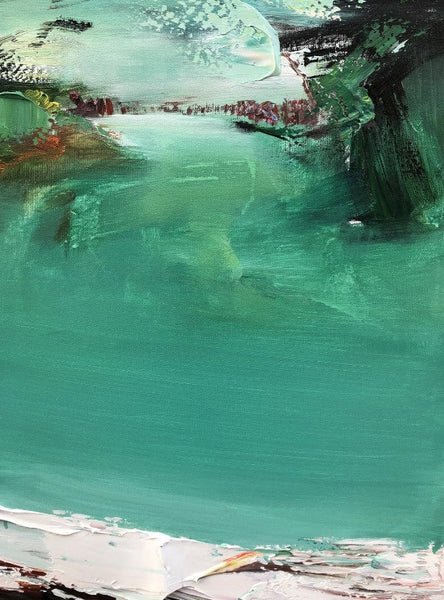 Hand Painted Canvas Art, Simple Painting Ideas for Bedroom, Palette Knife Paintings, Green Modern Paintings for Living Room-Art Painting Canvas