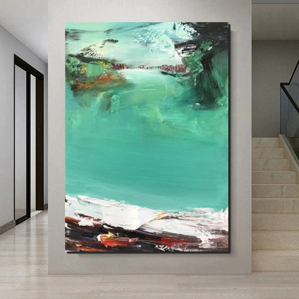 Hand Painted Canvas Art, Simple Painting Ideas for Bedroom, Palette Knife Paintings, Green Modern Paintings for Living Room-Art Painting Canvas