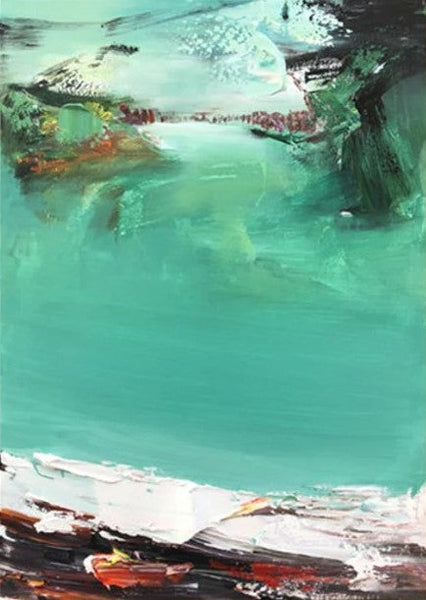 Hand Painted Canvas Art, Simple Painting Ideas for Bedroom, Palette Knife Paintings, Green Modern Paintings for Living Room-Art Painting Canvas