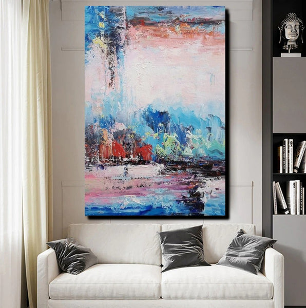 Modern Paintings Behind Sofa, Abstract Paintings for Living Room, Palette Knife Canvas Art, Impasto Wall Art, Buy Paintings Online-Art Painting Canvas