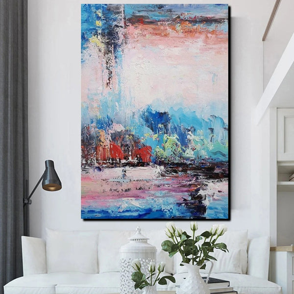 Modern Paintings Behind Sofa, Abstract Paintings for Living Room, Palette Knife Canvas Art, Impasto Wall Art, Buy Paintings Online-Art Painting Canvas