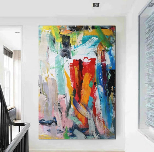 Modern Contemporary Artwork, Buy Paintings Online, Colorful Abstract Acrylic Paintings for Living Room, Heavy Texture Canvas Art, Impasto Wall Art Paintings-Art Painting Canvas
