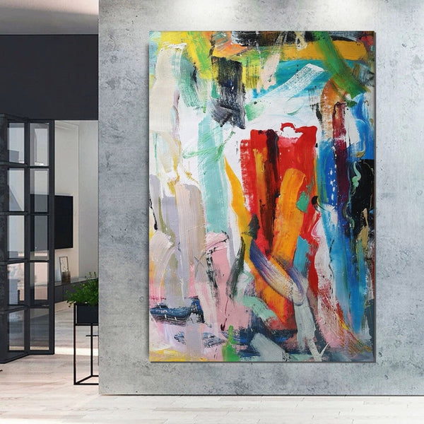 Modern Contemporary Artwork, Buy Paintings Online, Colorful Abstract Acrylic Paintings for Living Room, Heavy Texture Canvas Art, Impasto Wall Art Paintings-Art Painting Canvas