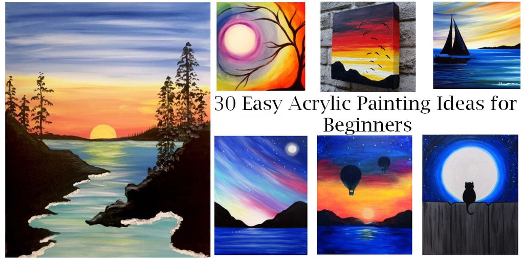 30 Easy Landscape Painting Ideas for Beginners -- Easy Tree Acrylic Paintings, Simple Canvas Painting, Easy Sunrise Paintings, Easy Nature Painting Ideas