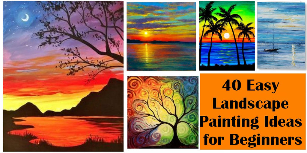 40 Easy Landscape Painting Ideas for Beginners, Easy Acrylic Painting Ideas, Easy Tree Painting Ideas, Simple Abstract Painting Ideas, Sunrise Painting, Easy Canvas Painting Ideas