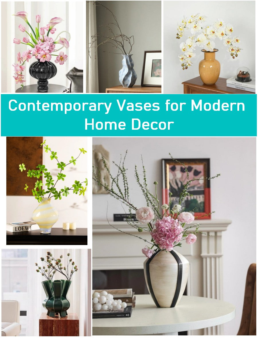 Decorative Flower Vases, Unique Porcelain Vases on Table, Handmade Liu ...