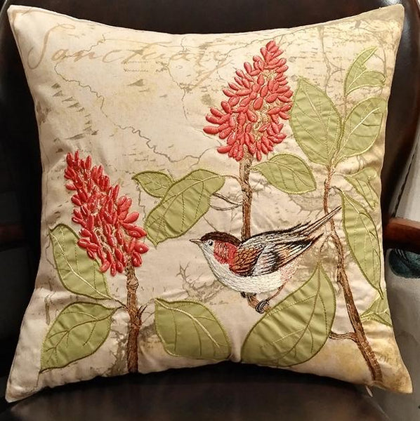 Decorative Throw Pillows, Bird Throw Pillows, Pillows for Farmhouse, Sofa Throw Pillows, Embroidery Throw Pillows, Rustic Pillows for Couch-Art Painting Canvas