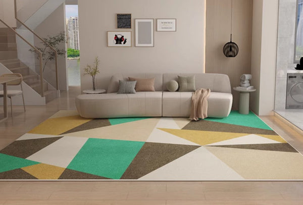 Contemporary Abstract Rugs for Dining Room, Modern Rug Ideas for Living Room, Blue Geometric Abstract Rugs for Living Room