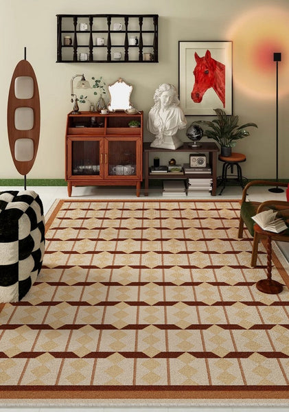 Abstract Geometric Modern Rugs, Dining Room Floor Carpets, Contemporary Modern Rugs for Bedroom, Mid Century Modern Rugs for Living Room