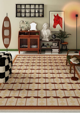 Abstract Geometric Modern Rugs, Dining Room Floor Carpets, Contemporary Modern Rugs for Bedroom, Mid Century Modern Rugs for Living Room